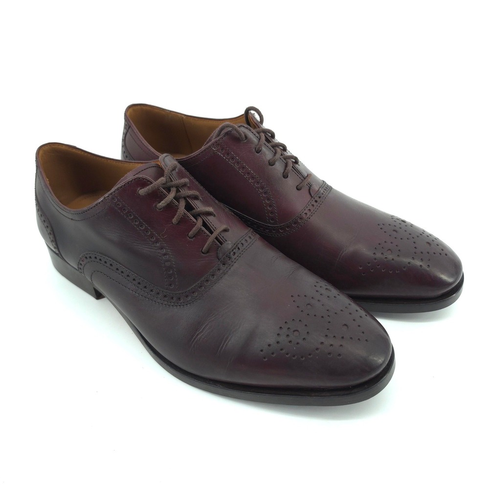 Allen Edmonds Siena 5719 Men 10.5 D Burgundy Leather Medallion Toe Brogue Oxford